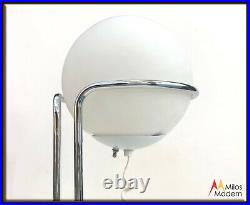 Vintage 70s Mod Italian Italy Harvey Guzzini White Glass Globe Chrome Table Lamp