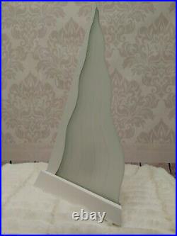 Vintage 80s Memphis Style White Triangular Table Lamp Frosted Glass 17 Inches