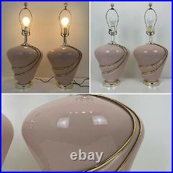 Vintage 80s Pink Gold Lamp Pair 27 1980s Glass