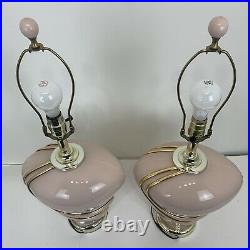 Vintage 80s Pink Gold Lamp Pair 27 1980s Glass
