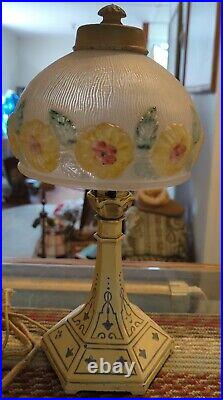Vintage ART DECO GLASS & Metal TABLE LAMP Absolutely Gorgeous! NEEDS REWIRE