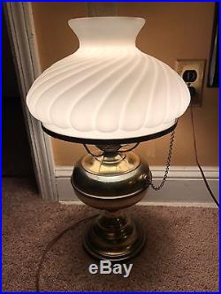 Vintage Antique Glass Globe Gone With The Wind Hurricane Lamp Light Brass Dome