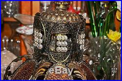 Vintage Arabic Islamic Medieval Gothic Table Lamp-Slag Glass-LARGE-Candelabra-#1