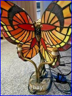 Vintage Art Deco Angel Fairy Tiffany Stained Glass Table Lamp