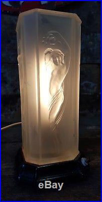 Vintage Art Deco Nude Figure Lady Table Lamp Heavy Old Glass Beautiful
