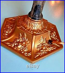 Vintage Art Deco Slag Glass Table Lamp