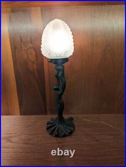 Vintage Art Nouveau Deco Goddess Glass Globe Table Lamp Rare Rose Figurine