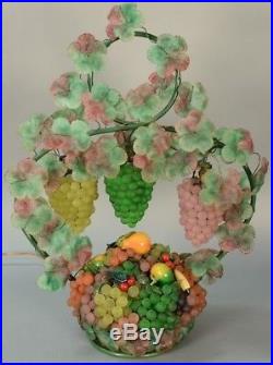 Vintage Art Nouveau Murano Art Glass Grape Cluster Fruit Basket Figural Lamp 27