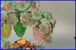 Vintage Art Nouveau Murano Art Glass Grape Cluster Fruit Basket Figural Lamp 27