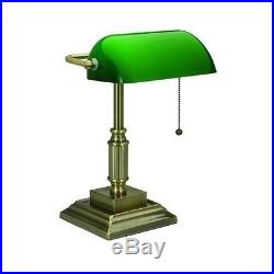 Vintage Bankers Lamp Green Shade Desk Glass Student Piano Table Light Adjustable