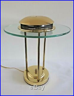 Vintage Bauhaus Desk Lamp Modernist Style Brass Glass Dimmable UFO Mushroom MCM