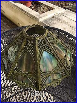 Vintage Bradley & Hubbard Snake Skin Slag Glass Table Lamp Shade