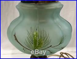 Vintage Cambridge Glass Table Lamp Hand Painted Gone With Wind Style Electric