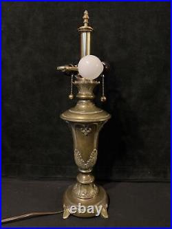 Vintage Cast Metal Urn Table Lamp Base for Stained Slag Glass 2 Light 26H. Heavy
