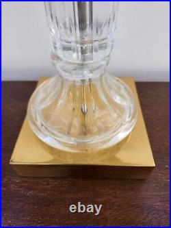 Vintage Crystal Glass Column Table Lamp Hollywood Regency Glam Brass