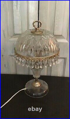 Vintage Crystal Glass Prism Boudoir Parlor Table Lamp