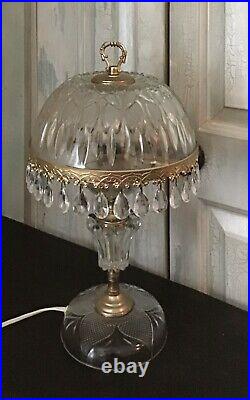 Vintage Crystal Glass Prism Boudoir Parlor Table Lamp
