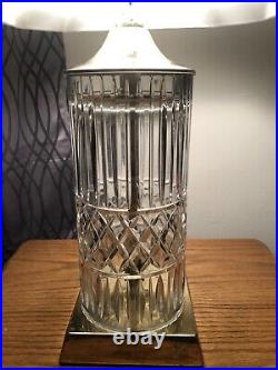 Vintage Cut Crystal Glass Jar Style Table Lamp With Brass Base