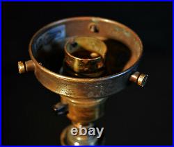 Vintage Edwardian C1910 converted bronze gas table lamp rare flame Opaline shade