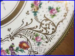 Vintage French Sevres Style Brass Porcelain Lamp Table Floral Top France
