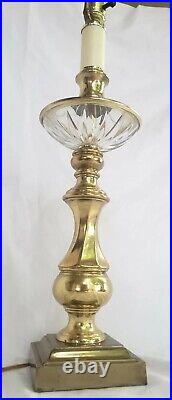 Vintage Gold & Glass Table Lamp Enamel Accent Hollywood MCM Stiffel 22 Tall
