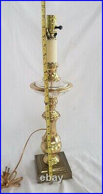 Vintage Gold & Glass Table Lamp Enamel Accent Hollywood MCM Stiffel 22 Tall