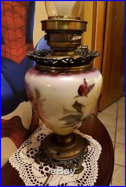 Vintage Gone With The Wind Glass Hurricane Lamp Electric