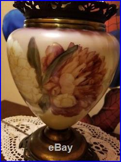 Vintage Gone With The Wind Glass Hurricane Lamp Electric