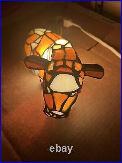 Vintage Home Decorative Tiffany Style Stained Glass Baby Cow Light Table Lamp