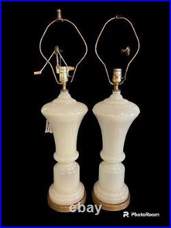 Vintage Italian White Opaline Glass Table Lamp