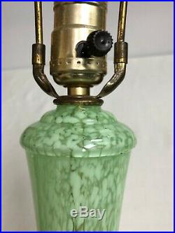 Vintage MCM Murano Green/White Glass Lamp Murano Swirl Lamp 1950-60's WithFinial