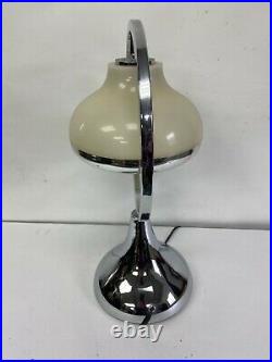 Vintage MID Century MCM Chrome Majestic Table Lamp White Chrome Plastic Shade
