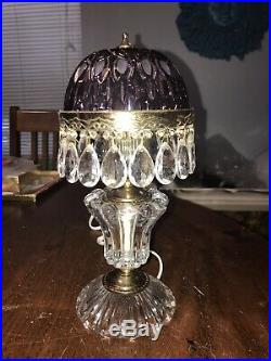 Vintage Michelotti Crystal Glass Prisms Boudoir Parlor Table Lamp 10 Tall