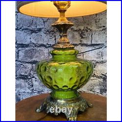Vintage Mid Century Green Glass Table Lamp LOCAL PICK UP ONLY