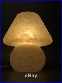 Vintage Murano Italian Art Glass White Frost Satined Mushroom Table Lamp 9