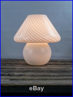Vintage Murano Mushroom Lamp White Swirl Glass Paolo Venini 1970s MCM