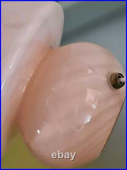 Vintage Murano Vetri Italian Glass Mushroom Lamp Pink Swirl Art Glass