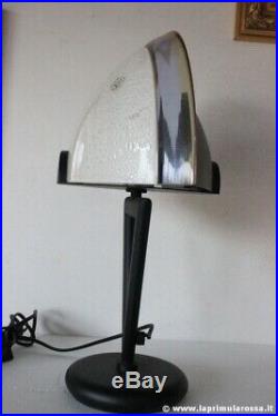 Vintage Murano glass retro italian table lamp white and black italia desk light