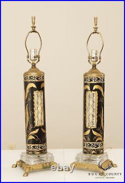 Vintage Pair of Neoclassical Cylinder Form Table Lamps