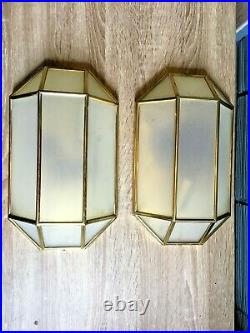 Vintage Pair of Sconce Lamp Art Deco Style Design Light Mid Century Glass Wall