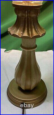 Vintage Resin Table Lamp with Cut Glass Shade 15 Tall