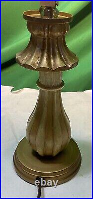 Vintage Resin Table Lamp with Cut Glass Shade 15 Tall