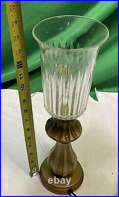 Vintage Resin Table Lamp with Cut Glass Shade 15 Tall