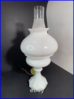 Vintage Solid Alabaster Lamp with Glass Shade 18 1/2 Very Rare