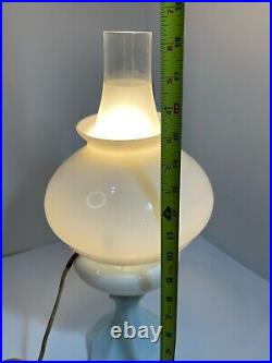 Vintage Solid Alabaster Lamp with Glass Shade 18 1/2 Very Rare