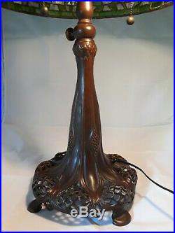 Vintage Somers Museum Replica Peony Leaded Glass Table Lamp