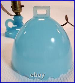 Vintage Suspended Houzex Circa 30s Satin Uranium Vaseline Glass Table Lamp Glow