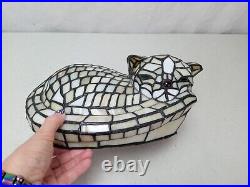 Vintage Tiffany Style Cat Table Lamp, Mosaic, Accent, Night Light, Glass Look