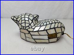 Vintage Tiffany Style Cat Table Lamp, Mosaic, Accent, Night Light, Glass Look