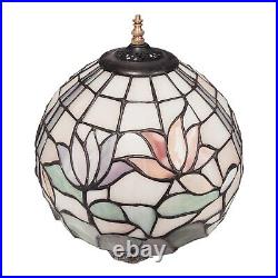 Vintage Tiffany Style Table Lamp Stained Glass Flowers 21H12W